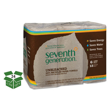 Seventh Generation® Natural Unbleached 100% Recycled Paper Kitchen Towel Rolls, 11 X 9, 120 Sh-rl, 24 Rl-ct freeshipping - TVN Wholesale